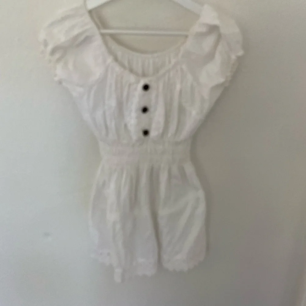 Vintage white cotton babydoll pheasant top - Picture 2 of 5